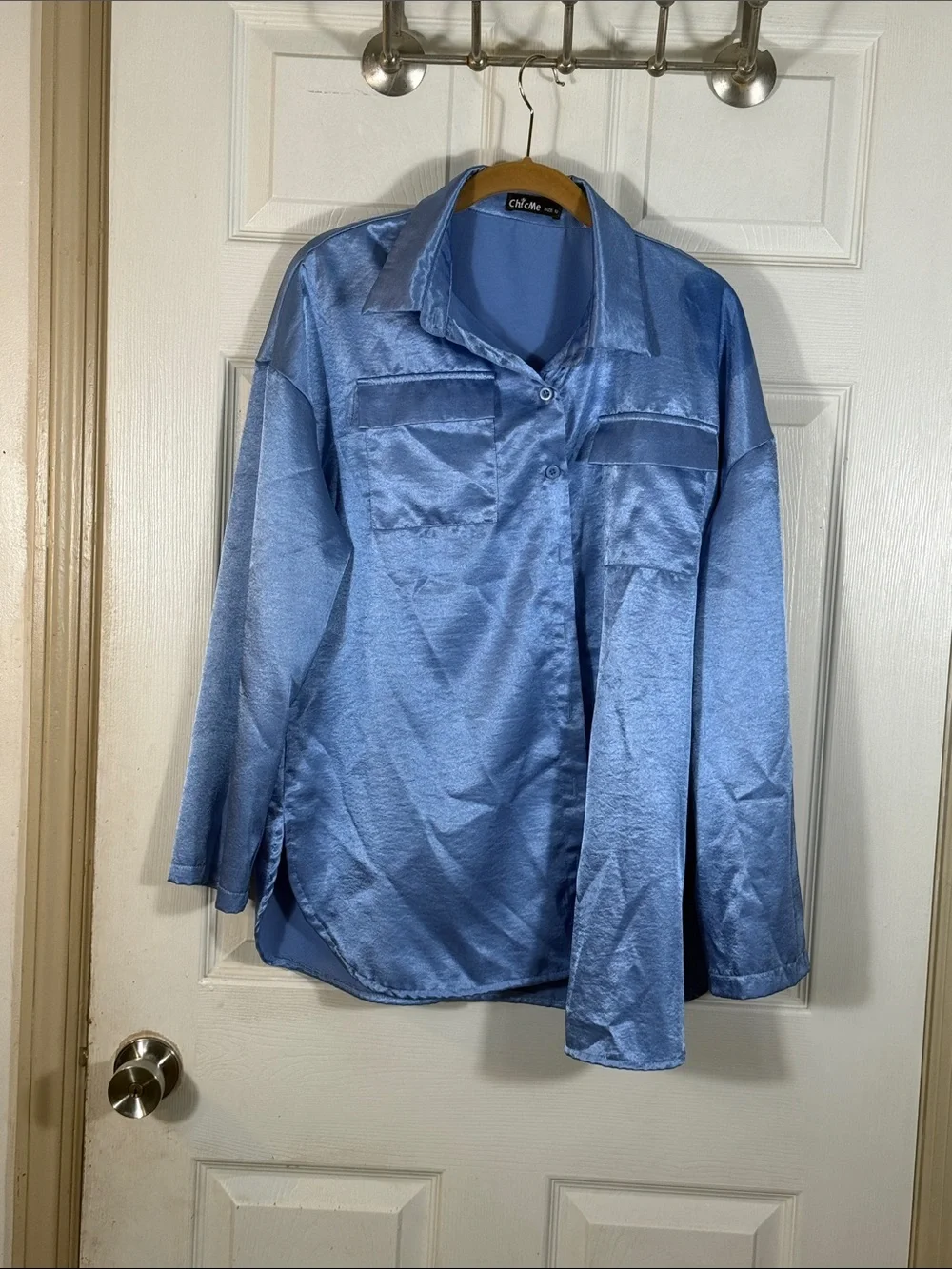 Chloe Sky Blue Satin Pantsuit Set